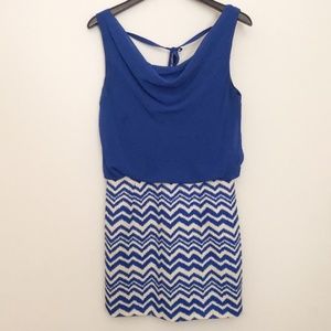 Ya Los Angeles Blue Chevron Printed Dress